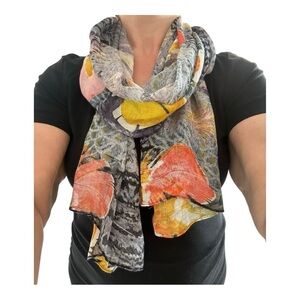 Front Row Society Artist Rectangle Scarf Abstract Feather Multicolor Womens OS